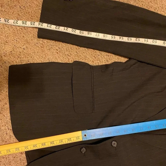 Barrington Black Blue Striped Wool Blend 2 Button Blazer Suit Men's 40R pockets - Picture 3 of 7